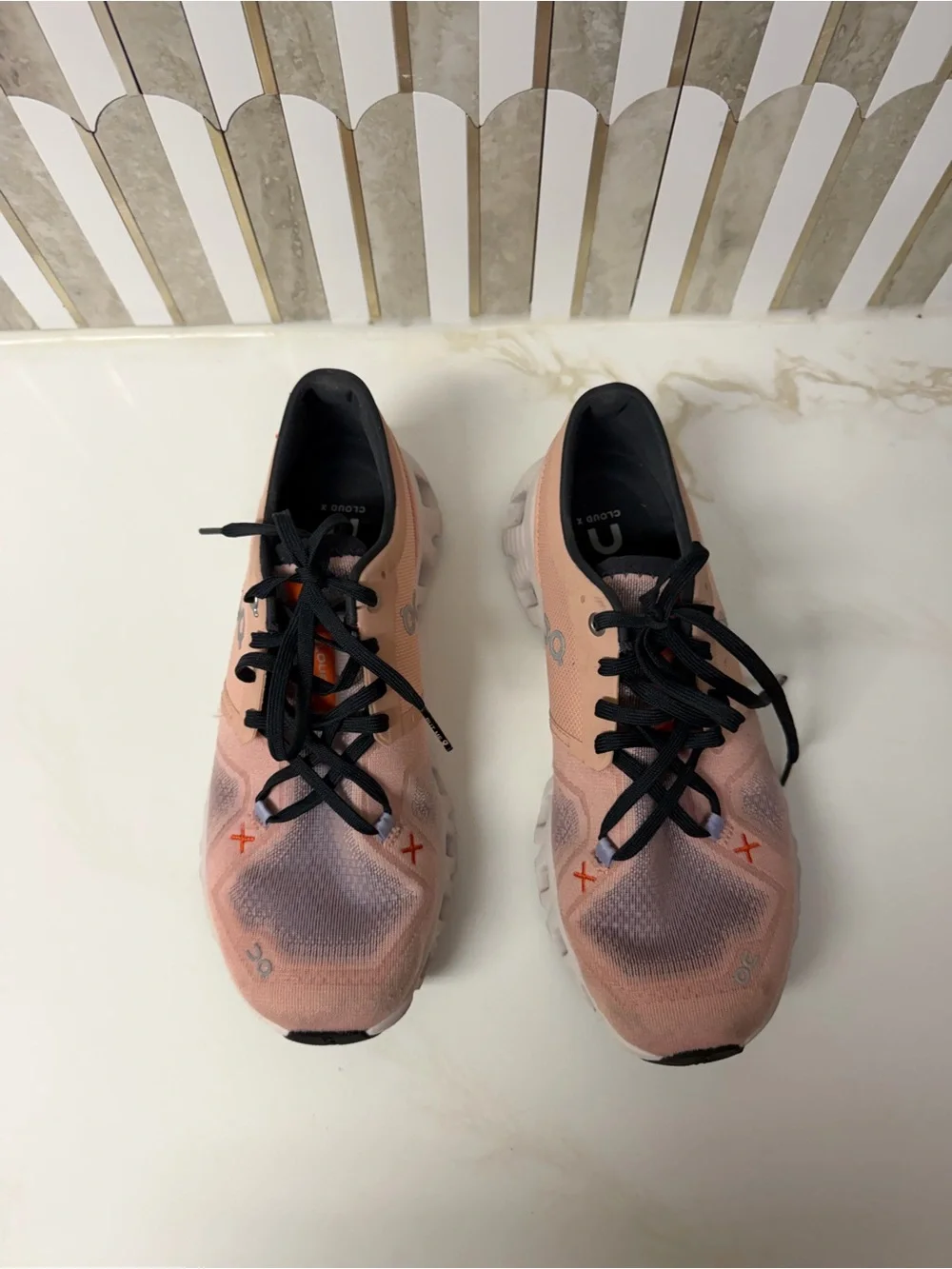 On Running Cloud X Women's Pink and Orange Sneakers